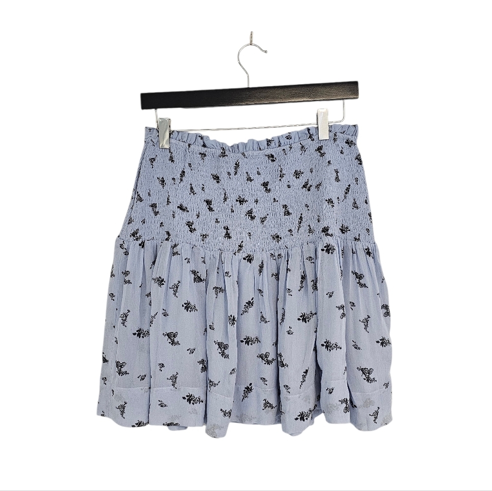 Ganni Floral‎ Stretchable Blue Mini Skirt Large NWT - Picture 3 of 8